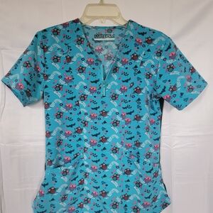 Essentials Blue Owl Pattern Short Sleeve Top